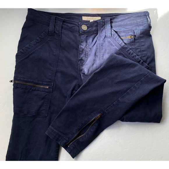 Joie Womens Park Skinny Pants 29 Navy Blue Utility Cargo Lyocell Blend Calf Zips - Picture 9 of 16